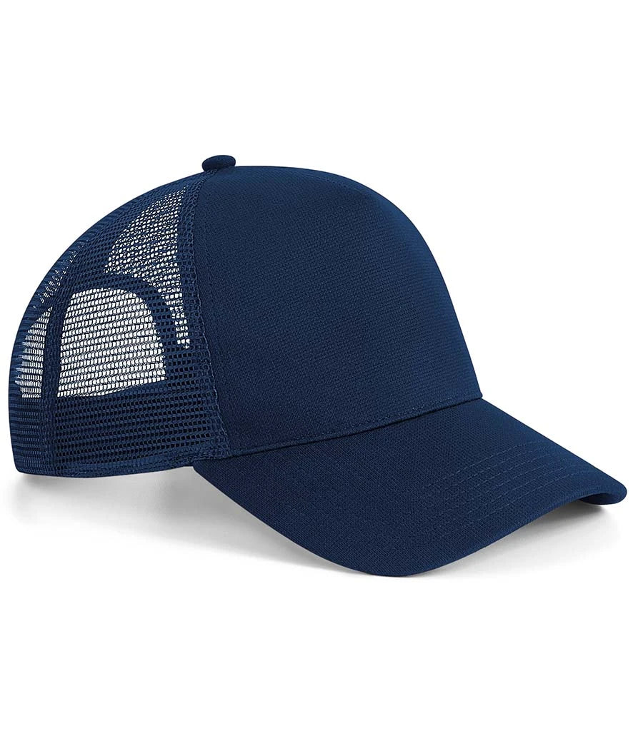 Beechfield Microknit Snapback Trucker Cap — French Navy
