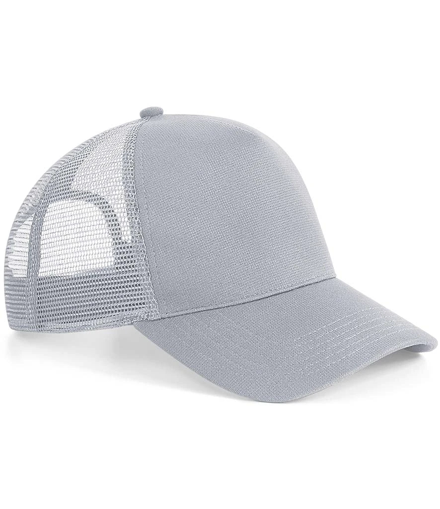 Beechfield Microknit Snapback Trucker Cap — Light Grey