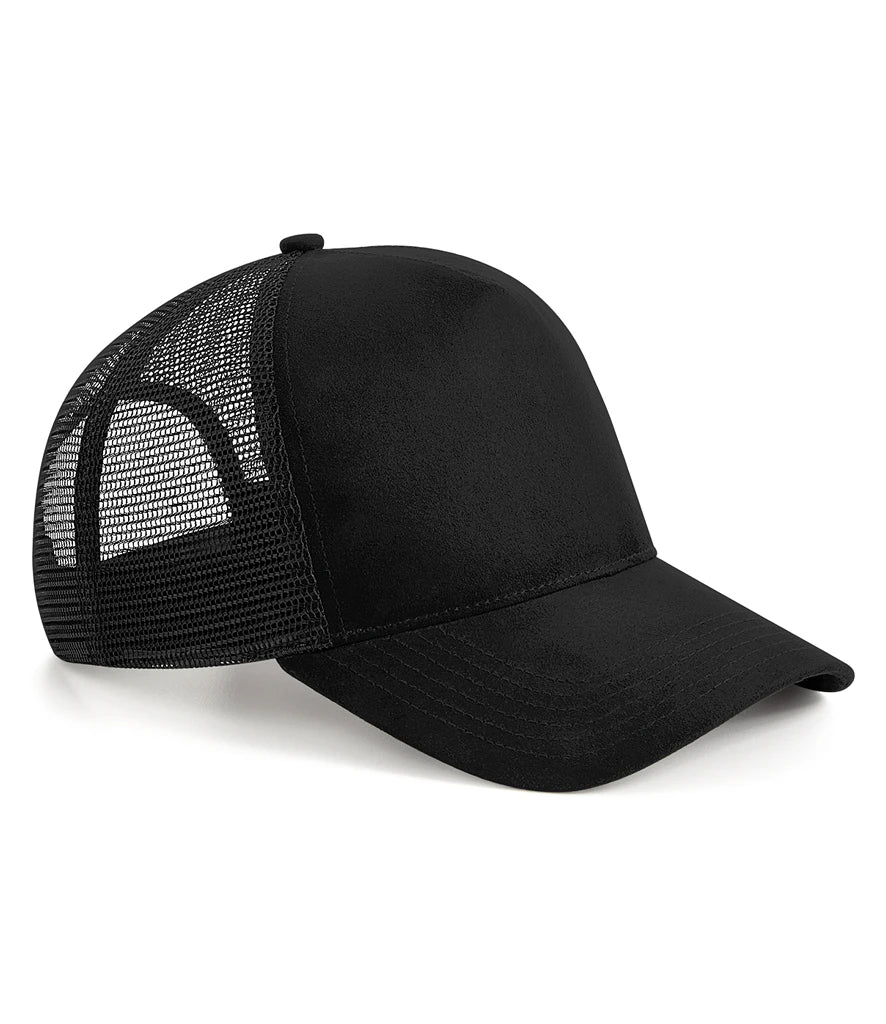 Beechfield Suede Snapback Trucker Cap — Black