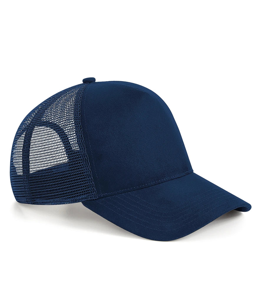 Beechfield Suede Snapback Trucker Cap — French Navy