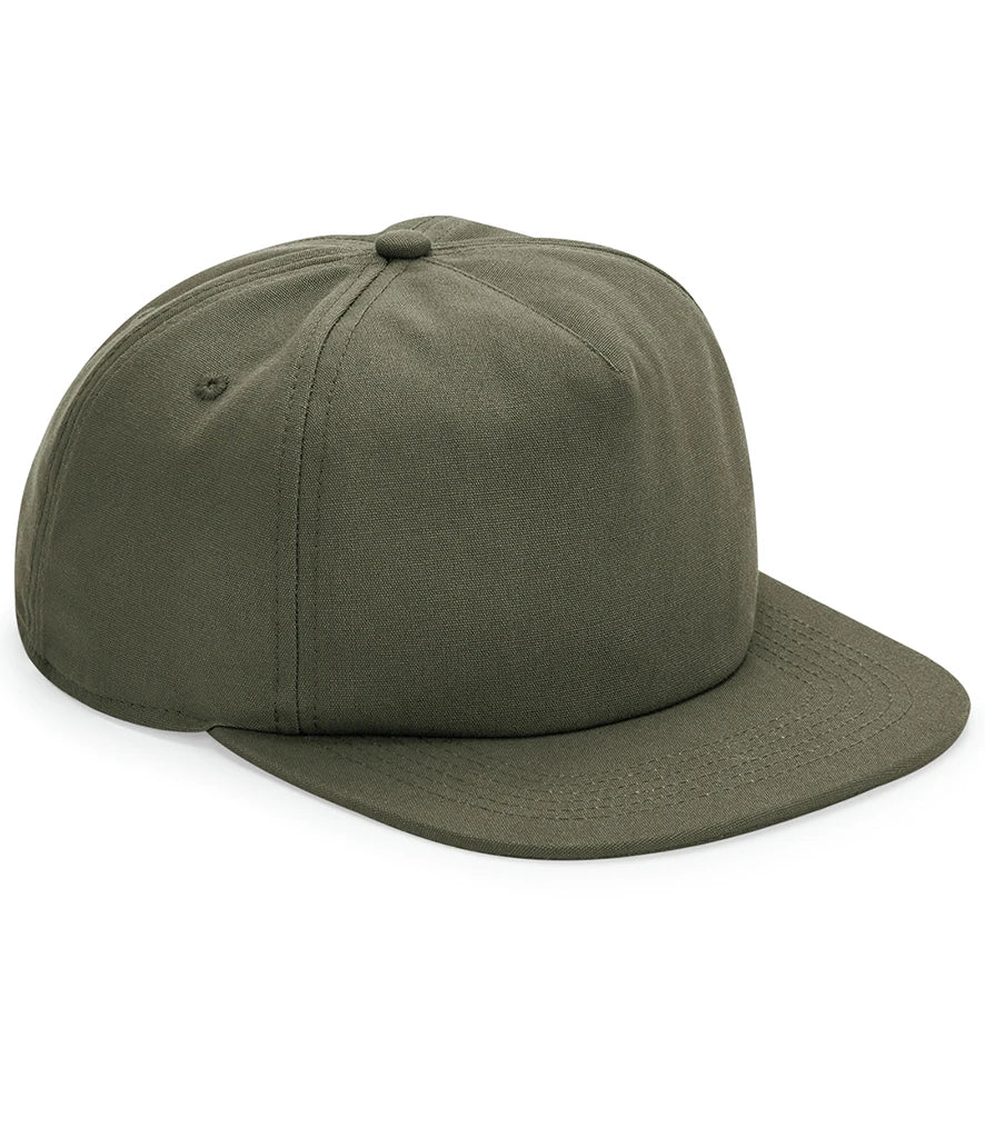 Beechfield Organic Cotton Unstructured 5 Panel Cap — Olive Green