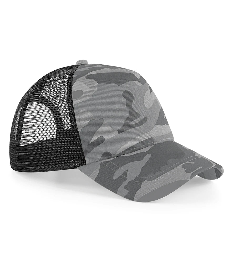 Beechfield Camo Snapback Trucker Cap — Arctic Camo