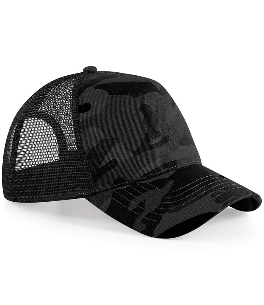 Beechfield Camo Snapback Trucker Cap — Midnight Camo