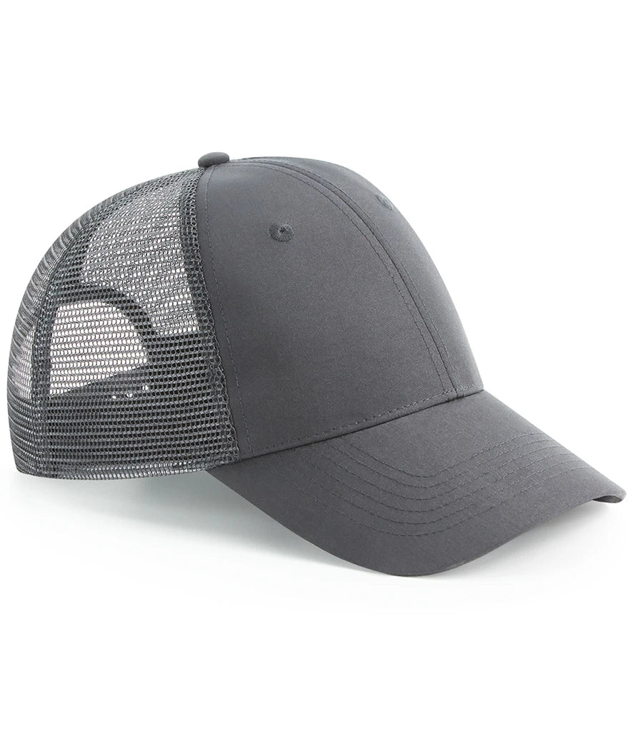 Beechfield Recycled 6 Panel Snapback Trucker Cap — Graphite Grey