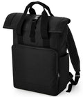 BagBase Recycled Twin Handle Roll-Top Laptop Backpack — Black