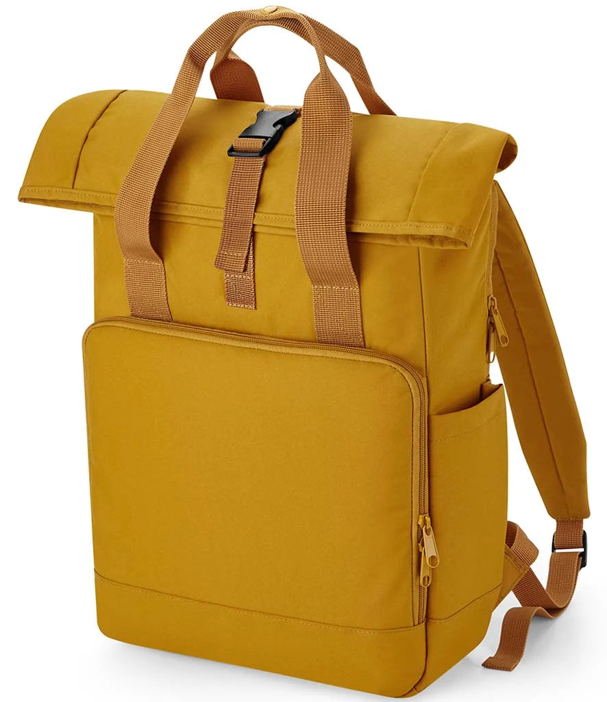 BagBase Recycled Twin Handle Roll-Top Laptop Backpack — Mustard