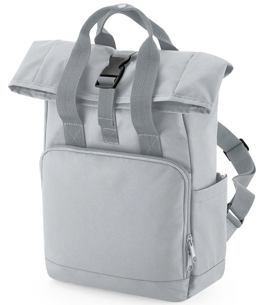 BagBase Recycled Mini Twin Handle Roll-Top Backpack — Light Grey