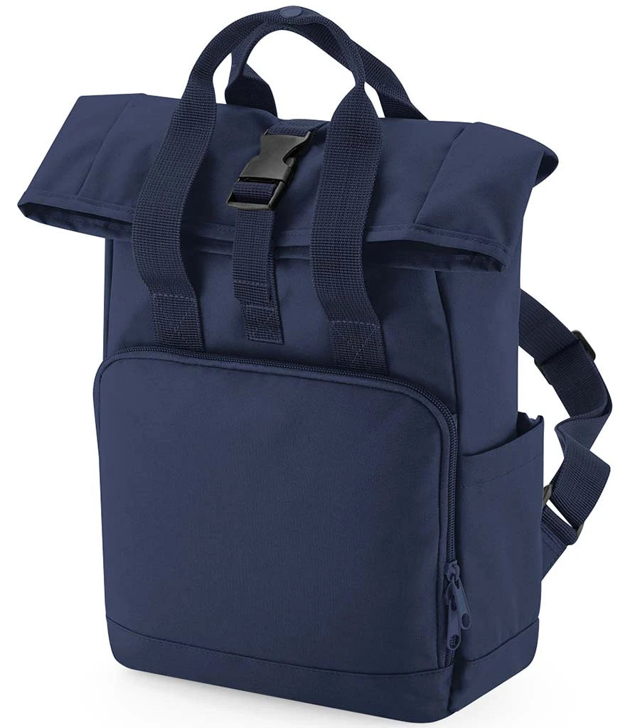 BagBase Recycled Mini Twin Handle Roll-Top Backpack — Navy Dusk