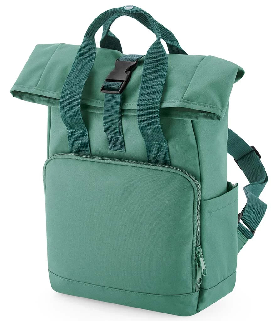 BagBase Recycled Mini Twin Handle Roll-Top Backpack — Sage Green