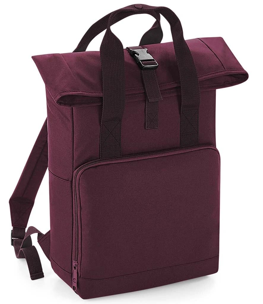 BagBase Recycled Twin Handle Roll-Top Backpack — Burgundy