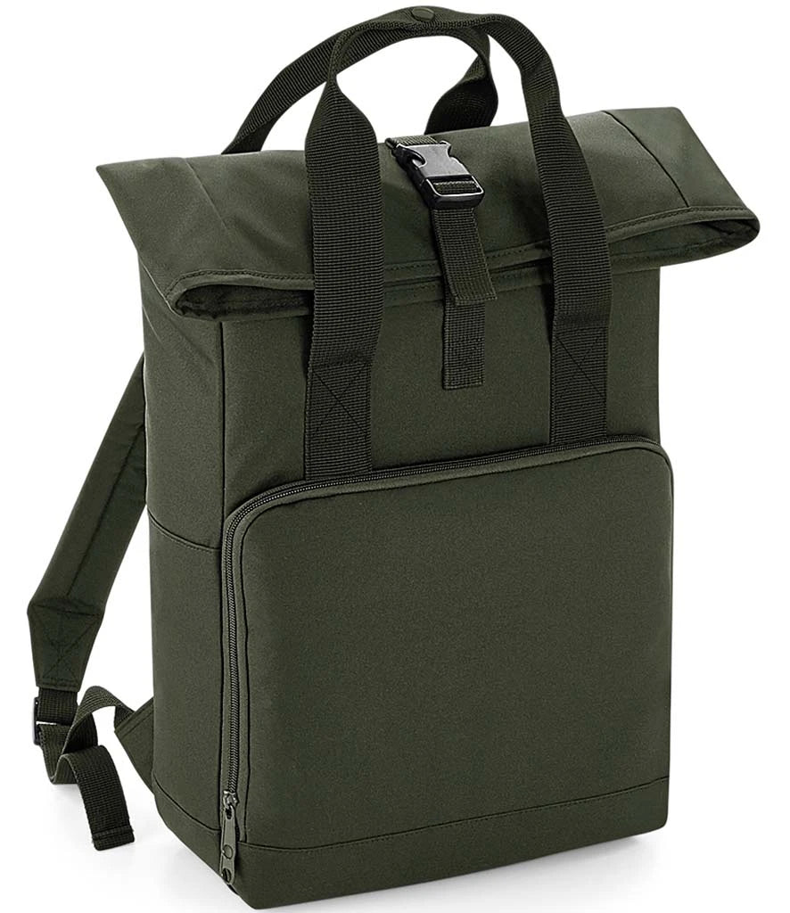 BagBase Recycled Twin Handle Roll-Top Backpack — Olive Green