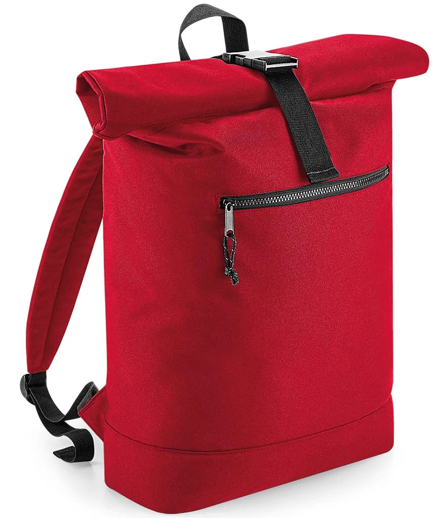 BagBase Recycled Roll-Top Backpack — Classic Red