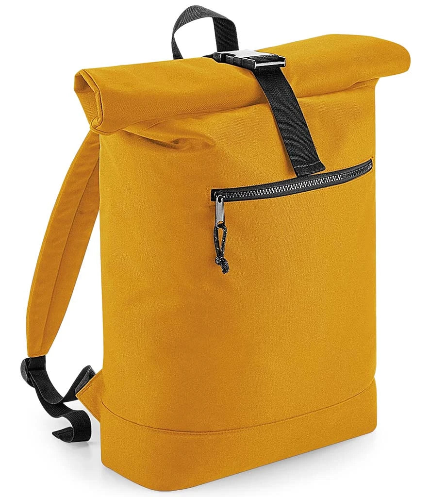 BagBase Recycled Roll-Top Backpack — Mustard