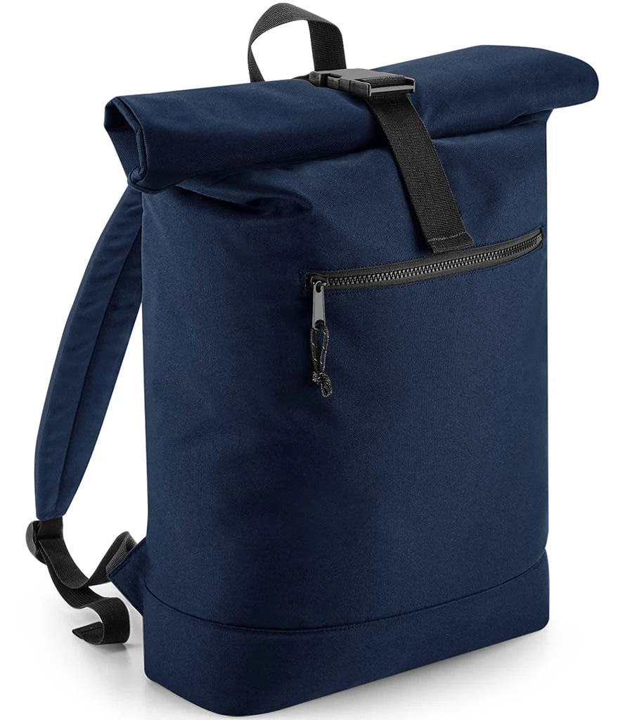BagBase Recycled Roll-Top Backpack — Navy