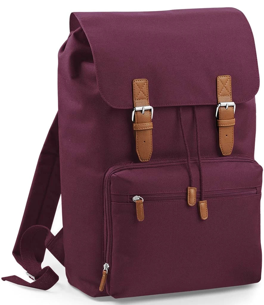 BagBase Vintage Laptop Backpack — Burgundy