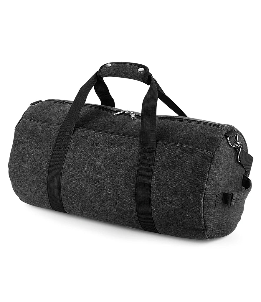 BagBase Vintage Canvas Barrel Bag — Vintage Black
