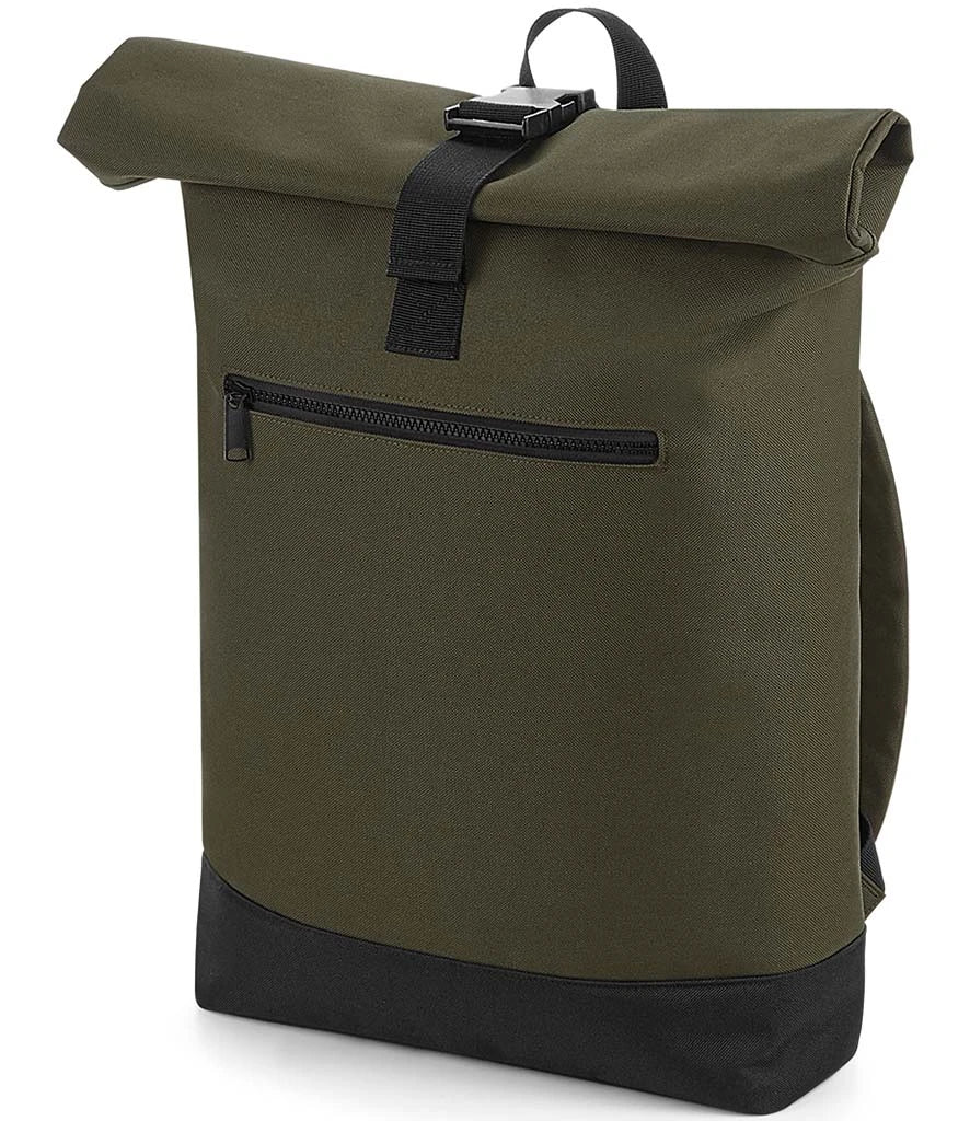 BagBase Roll-Top Backpack — Military Green