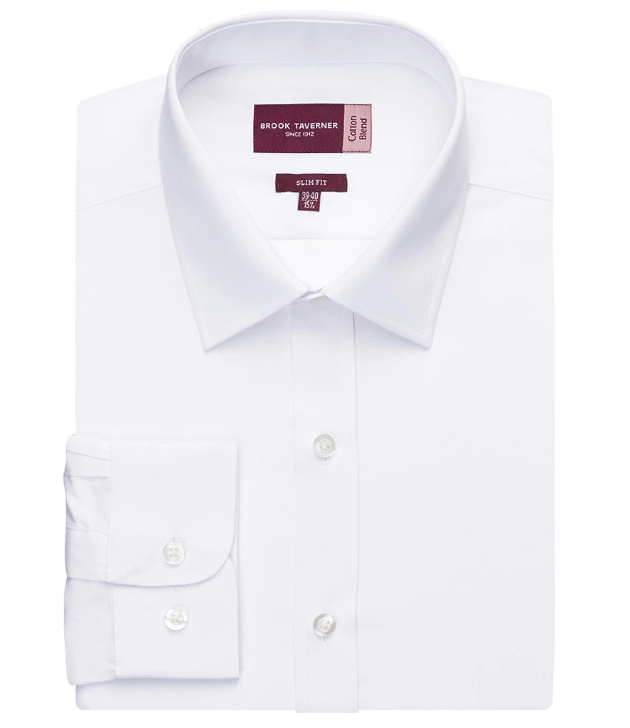 Brook Taverner Pisa Long Sleeve Slim Fit Shirt — White