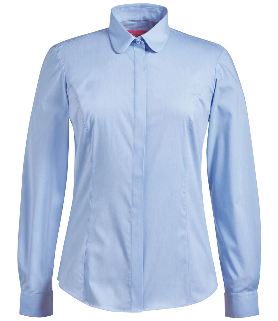 Brook Taverner Ladies Trevi Long Sleeve Poplin Shirt — Sky Blue