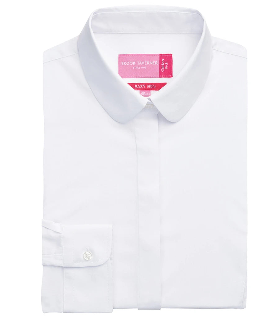 Brook Taverner Ladies Trevi Long Sleeve Poplin Shirt — White
