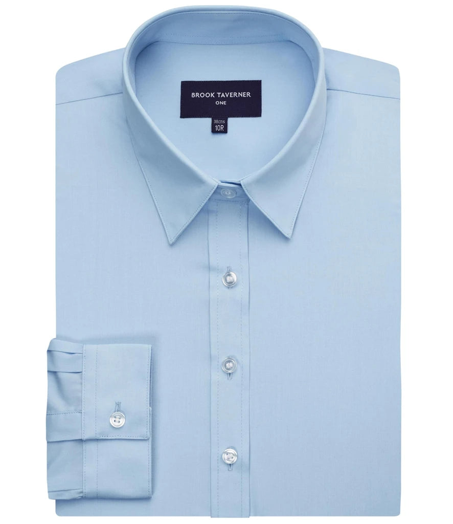 Brook Taverner Ladies Selene Long Sleeve Poplin Shirt — Sky Blue