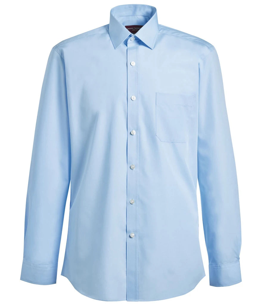 Brook Taverner Rapino Long Sleeve Poplin Shirt — Blue