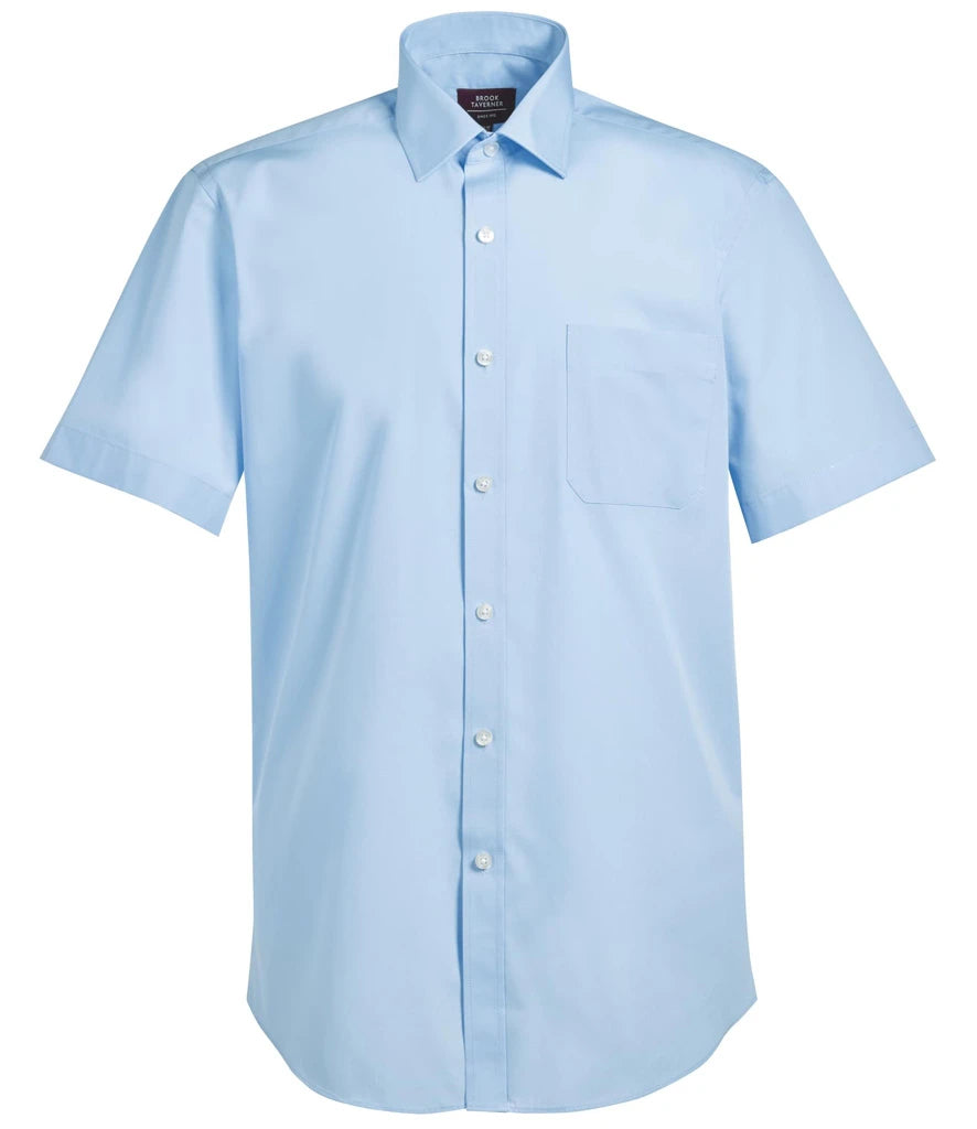 Brook Taverner Rosello Short Sleeve Poplin Shirt — Blue