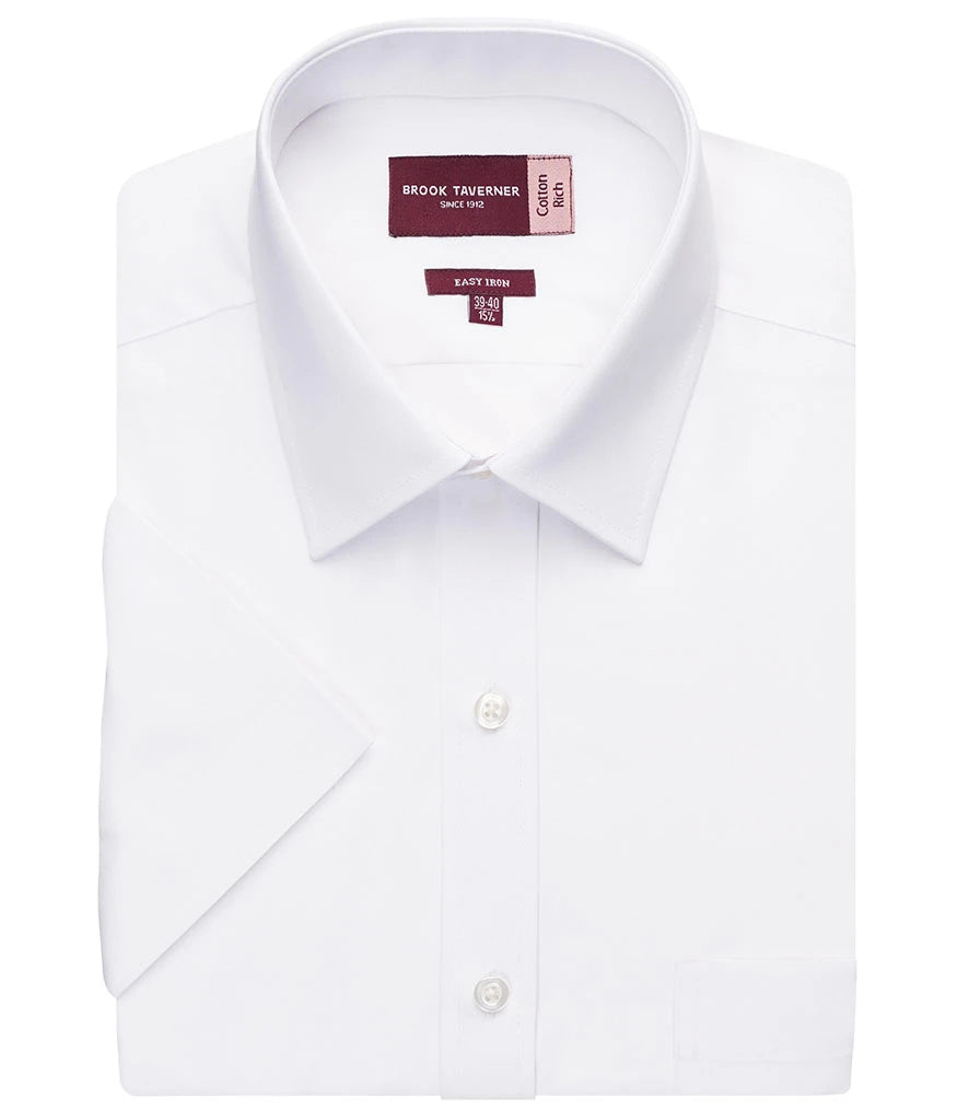 Brook Taverner Rosello Short Sleeve Poplin Shirt — White