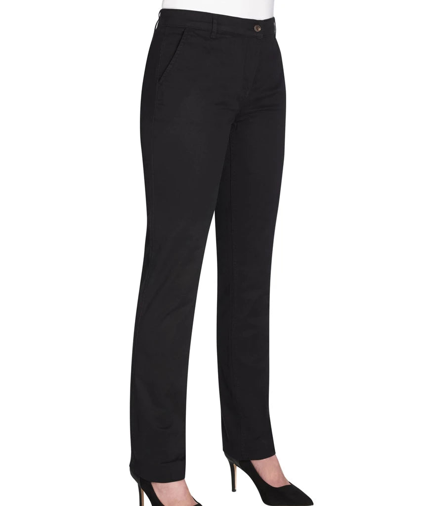 Brook Taverner Ladies Liberty Slim Leg Chino Trousers — Black