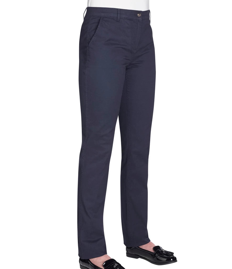 Brook Taverner Ladies Liberty Slim Leg Chino Trousers — Navy