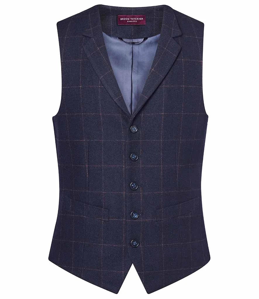 Brook Taverner Memphis Tweed Waistcoat — Navy Check