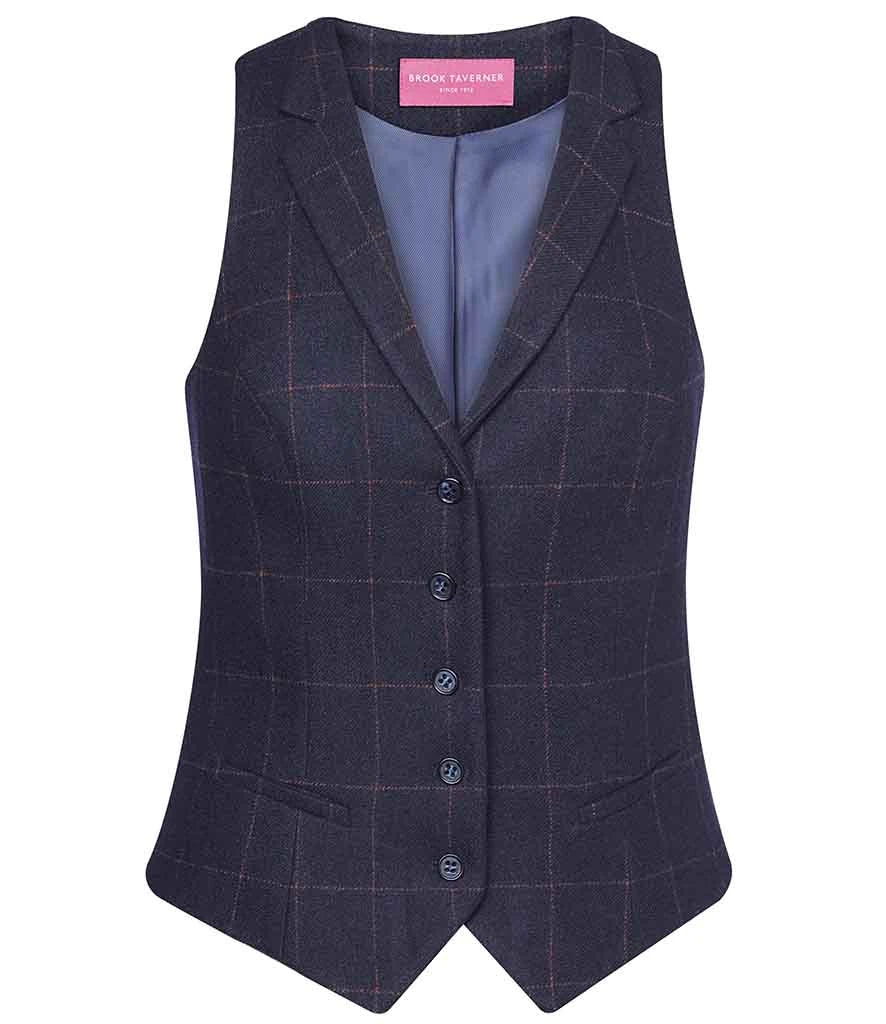 Brook Taverner Ladies Nashville Tweed Waistcoat — Navy Check
