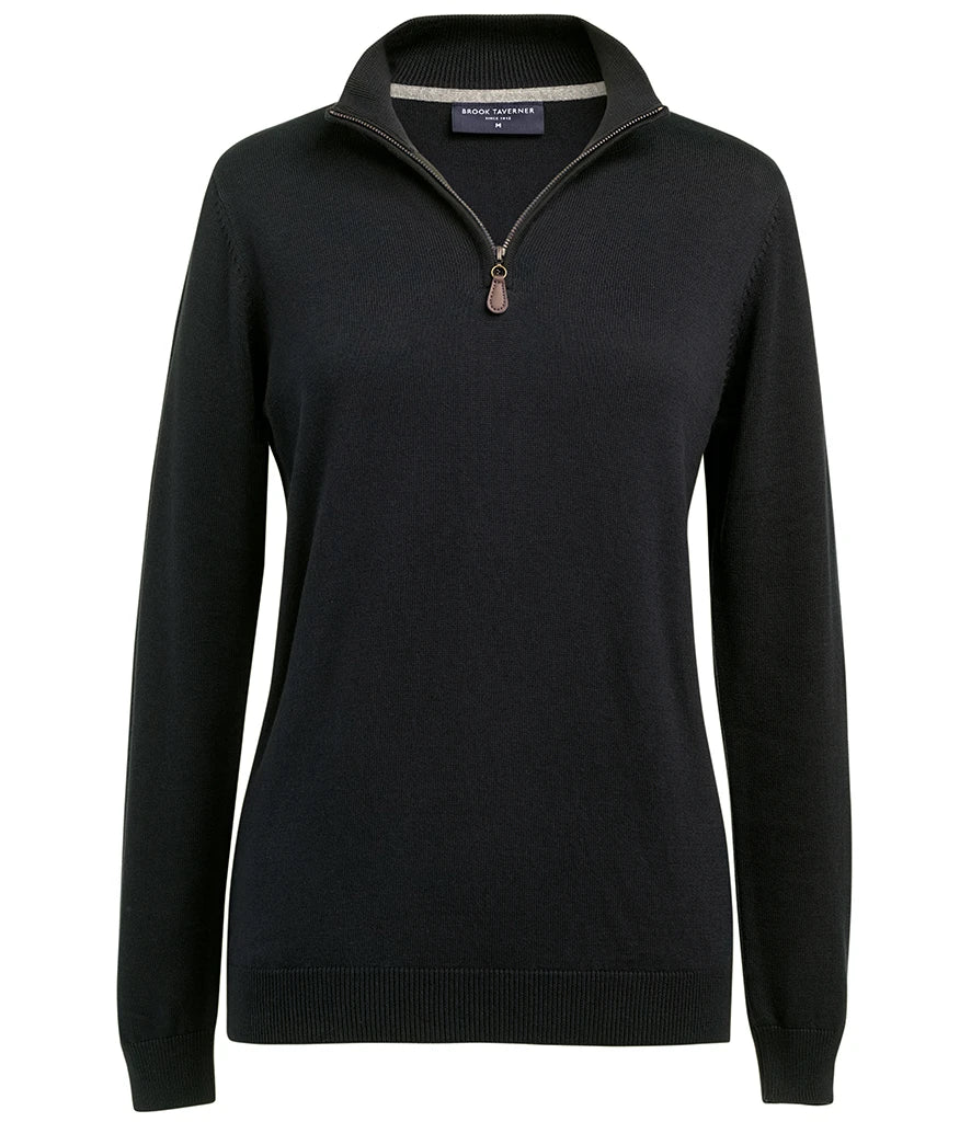 Brook Taverner Ladies Taylor 1/4 Zip Jumper — Black