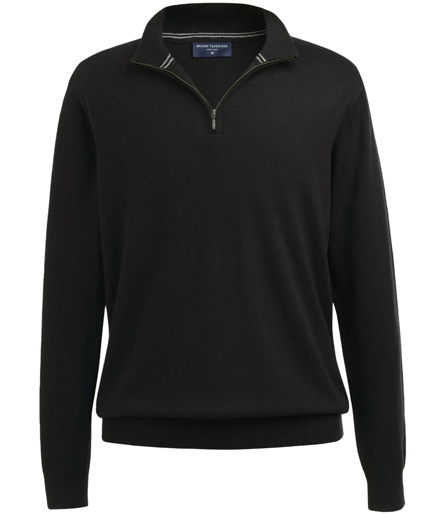 Brook Taverner Copenhagen 1/4 Zip Jumper — Black