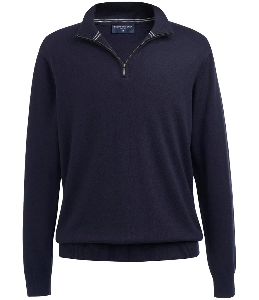 Brook Taverner Copenhagen 1/4 Zip Jumper — Navy