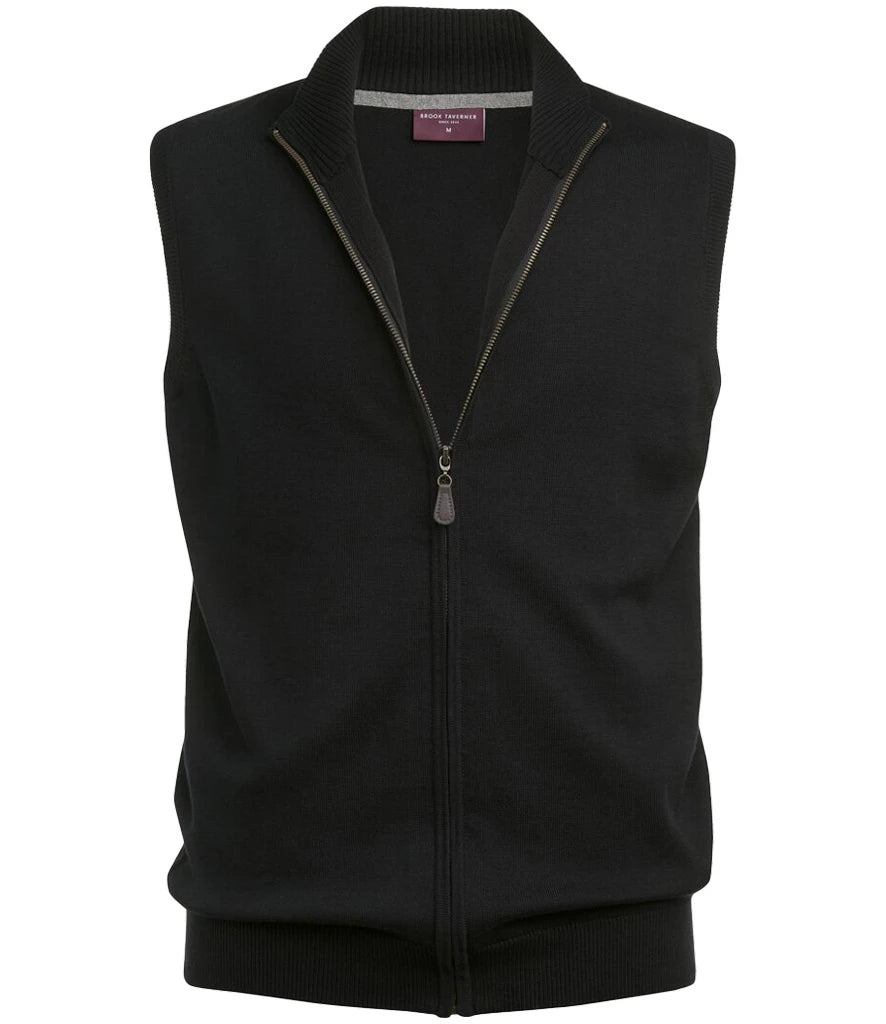 Brook Taverner Lincoln Knitted Zip Gilet — Black