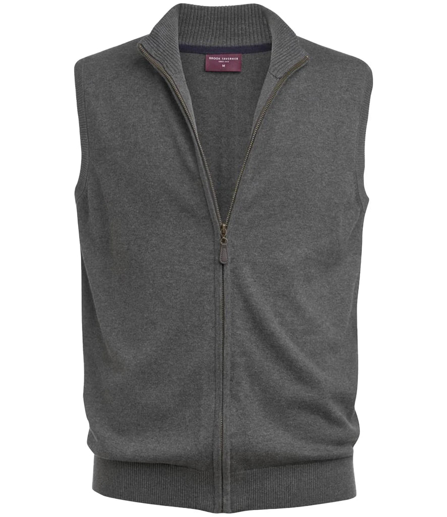 Brook Taverner Lincoln Knitted Zip Gilet — Charcoal