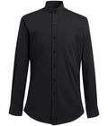 Brook Taverner Volterra Long Sleeve Grandad Collar Shirt — Black