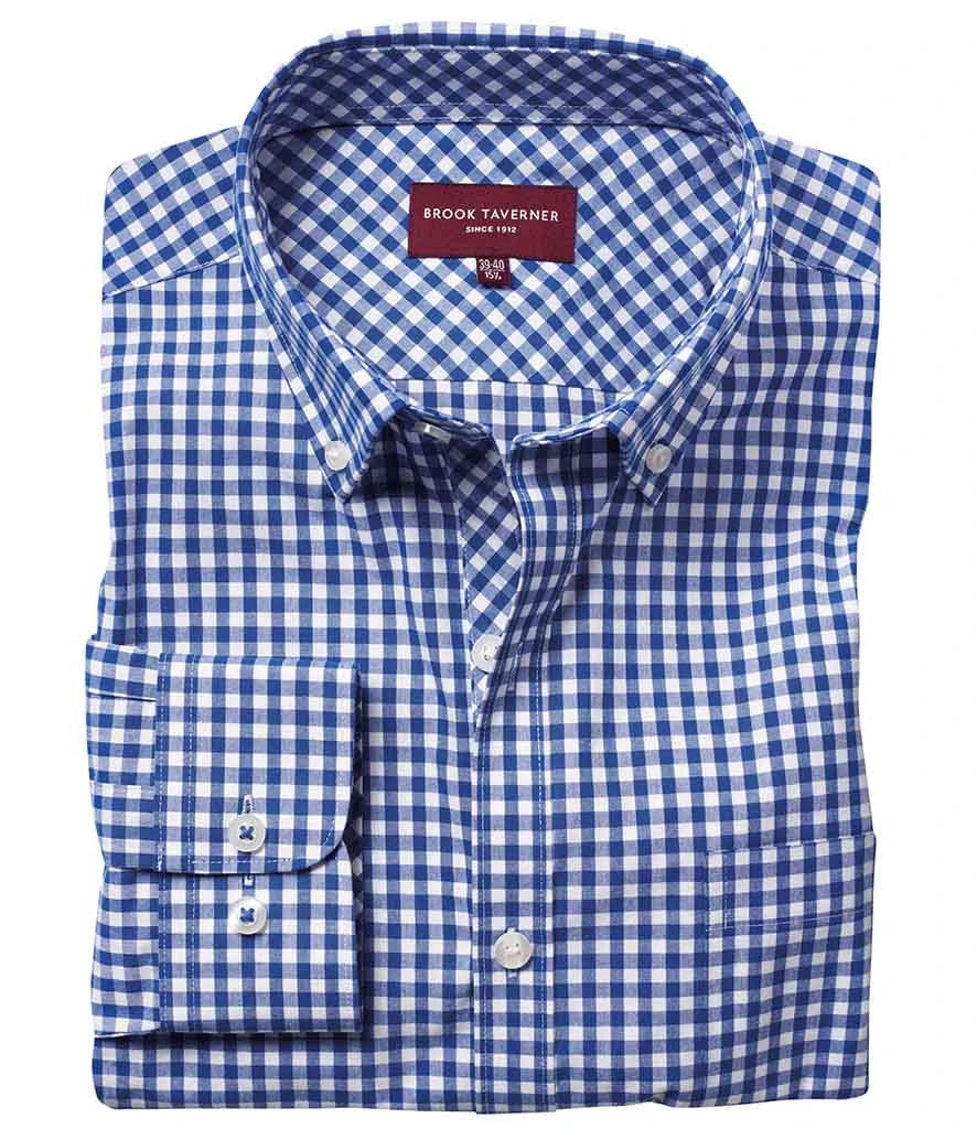 Brook Taverner Montana Gingham Long Sleeve Shirt — Blue