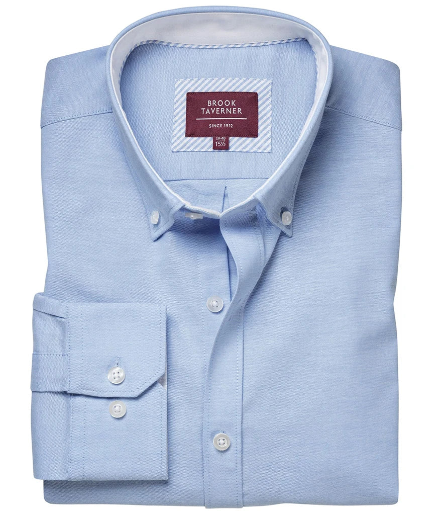 Brook Taverner Lawrence Long Sleeve Stretch Oxford Shirt — Sky Blue