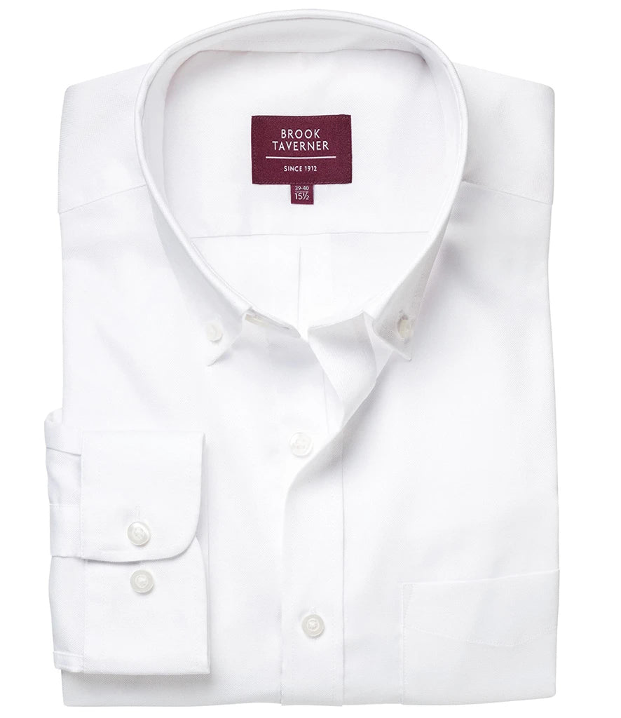 Brook Taverner Whistler Long Sleeve Oxford Shirt — White