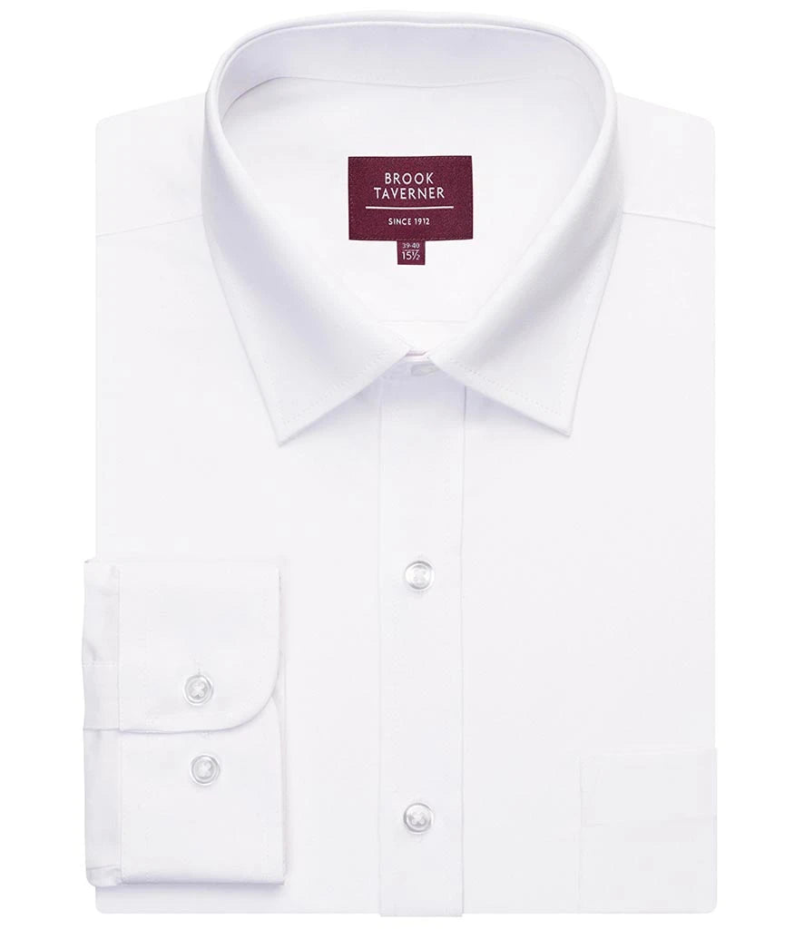 Brook Taverner Ortona Classic Fit Long Sleeve Shirt — White