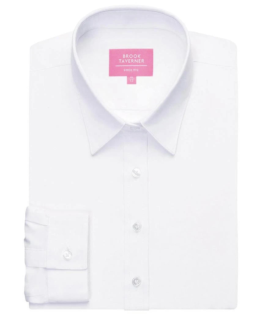 Brook Taverner Ladies Silvi Fitted Long Sleeve Blouse — White
