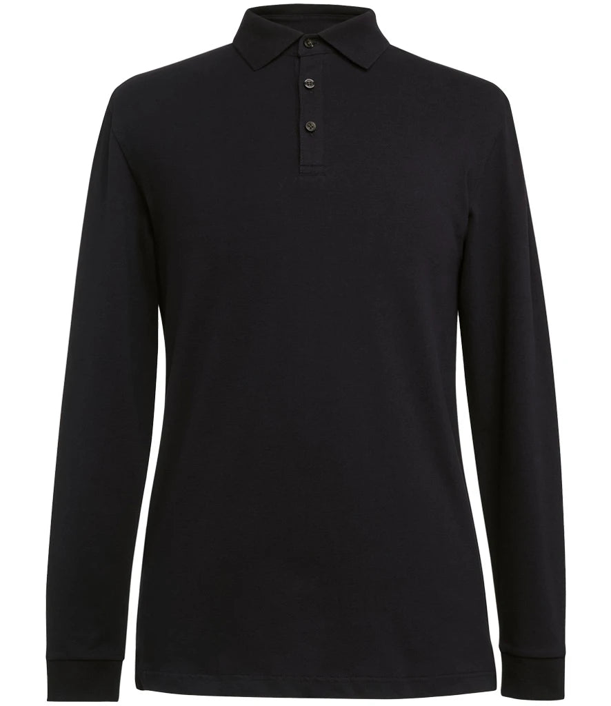 Brook Taverner Frederick Long Sleeve Polo Shirt — Black