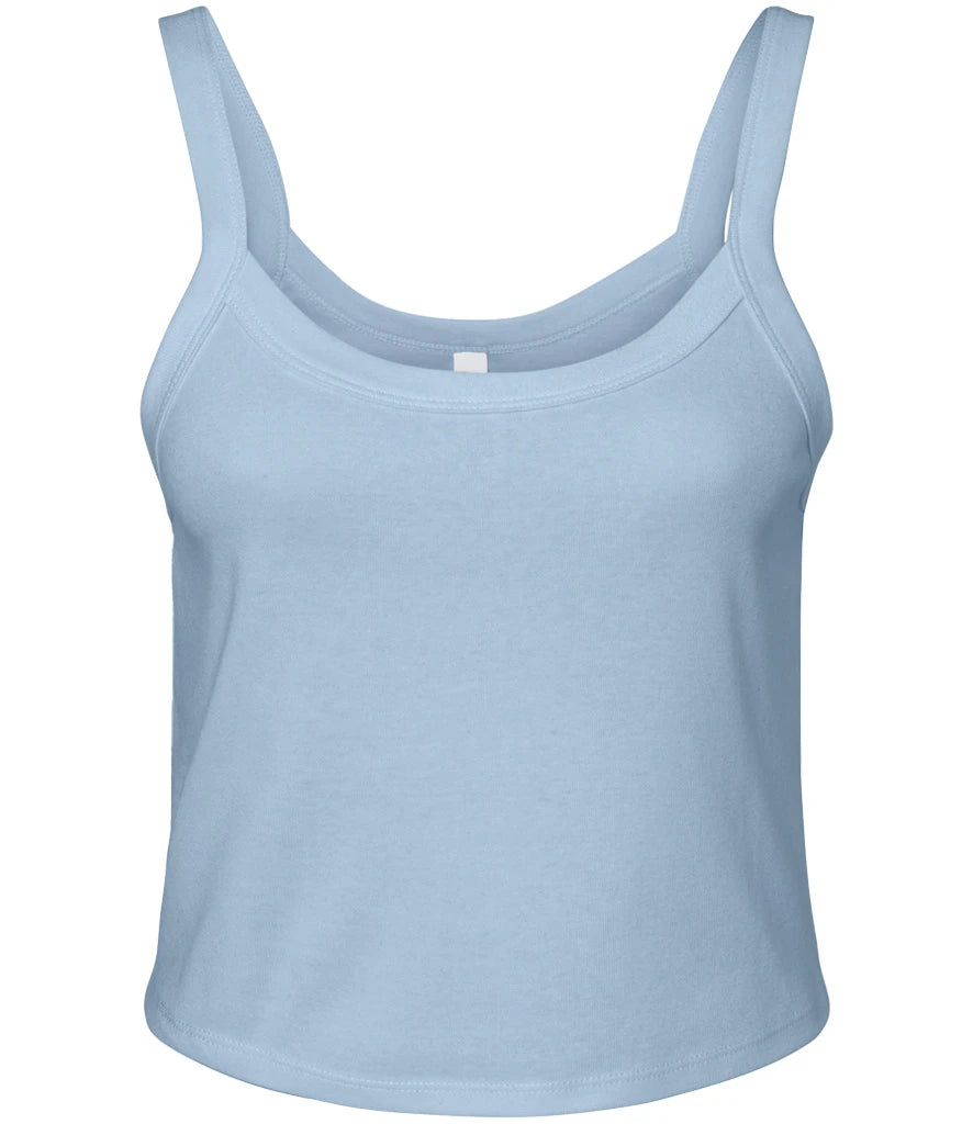 Bella Ladies Micro Rib Spaghetti Strap Tank Top — Solid Baby Blue Blend