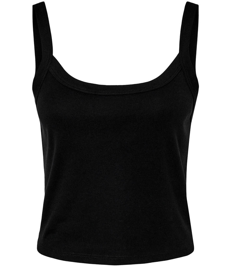 Bella Ladies Micro Rib Spaghetti Strap Tank Top — Solid Black Blend