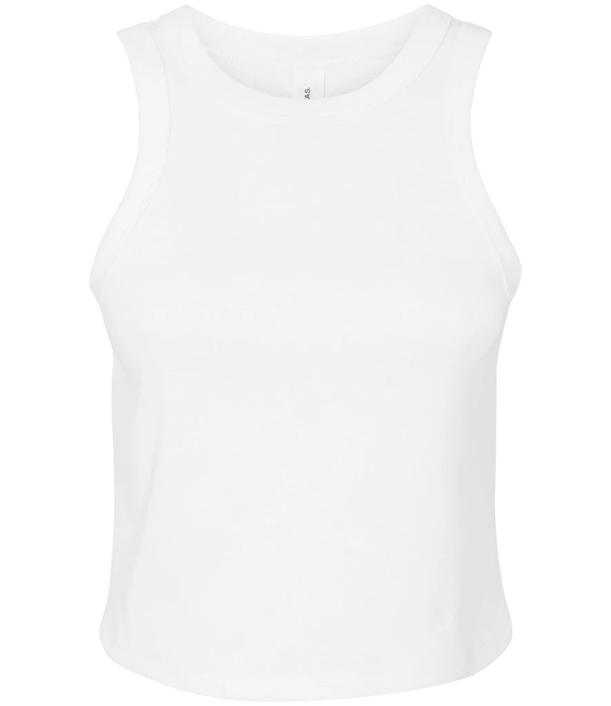 Bella Ladies Micro Rib Racer Tank Top — Solid White Blend