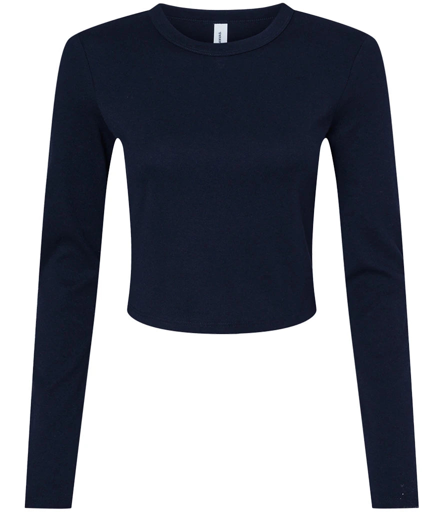 Bella Micro Rib Long Sleeve Baby T-Shirt — Solid Navy Blend
