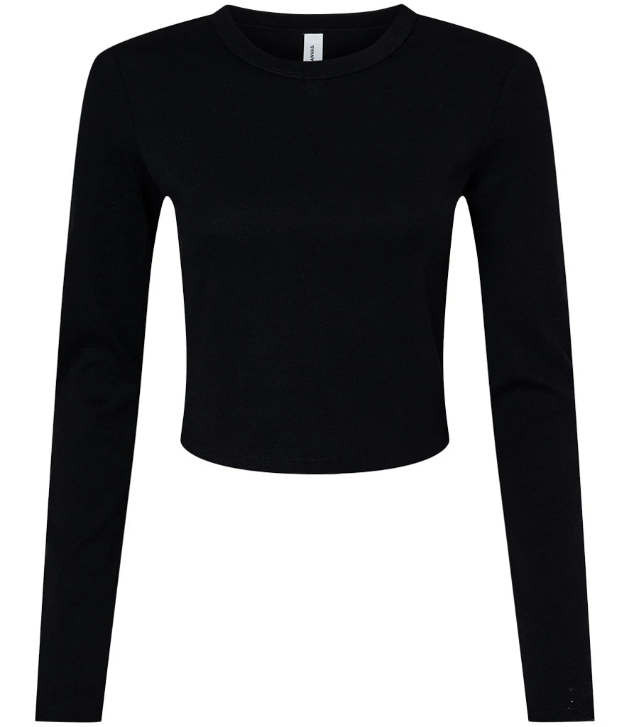 Bella Micro Rib Long Sleeve Baby T-Shirt — Solid Black Blend