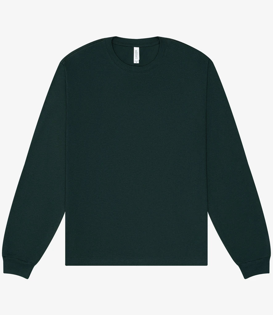 Canvas Unisex Heavyweight Long Sleeve Boxy T-Shirt — Forest Green